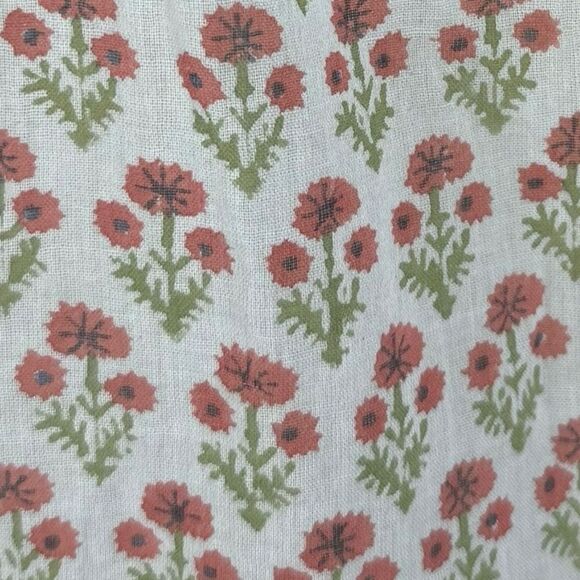 Roller Rabbit Red & Green Floral Tassel Tie Lightweight 3/4 Sleeve Boho Top - Picture 6 of 8